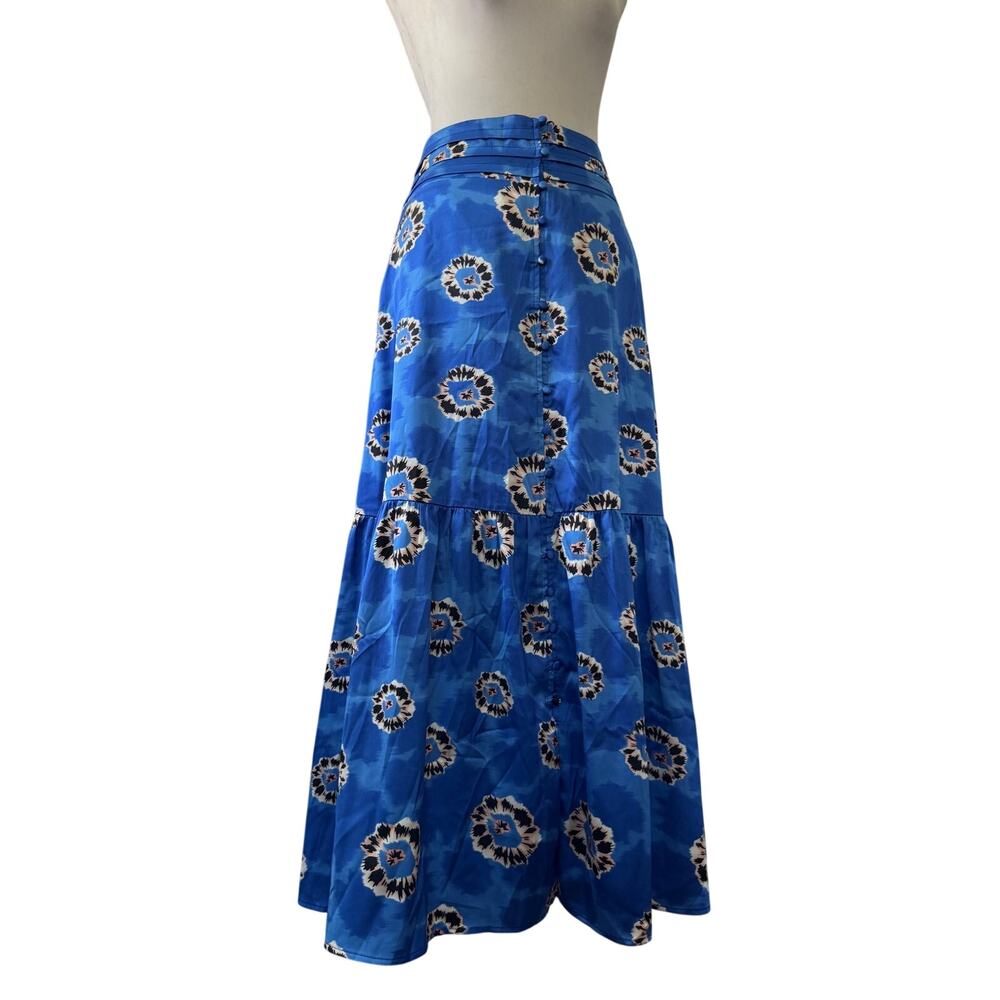 Yakira Bella Royal Blue Abstact Print Button Front Elastic Waist Maxi Skirt